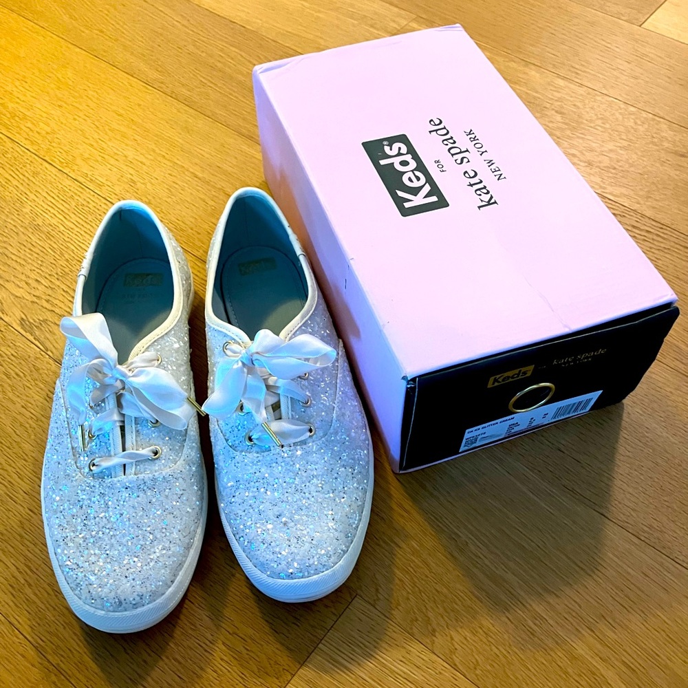 Size 9 Keds for Kate Spade Glitter Sneakers (Cream) NEW